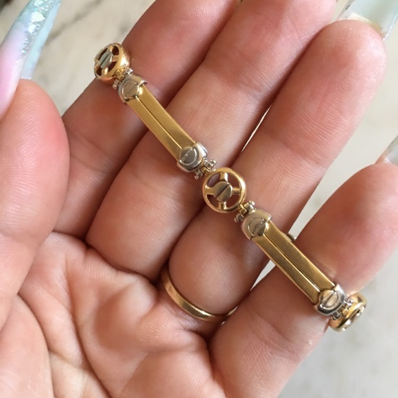 Vintage Fashion bracelet, 14k white & yellow gold - Picture 4 of 13